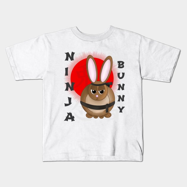 Ninja Bunny Kids T-Shirt by ArtsofAll